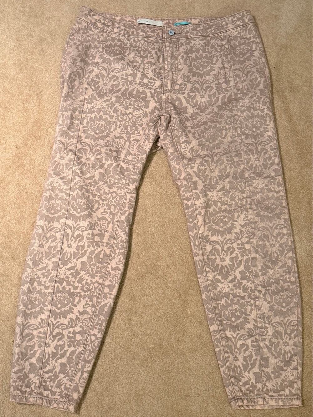 Anthropologie Pilcro High Rise Denim Legging Pants 16W Plus Floral Damask Print